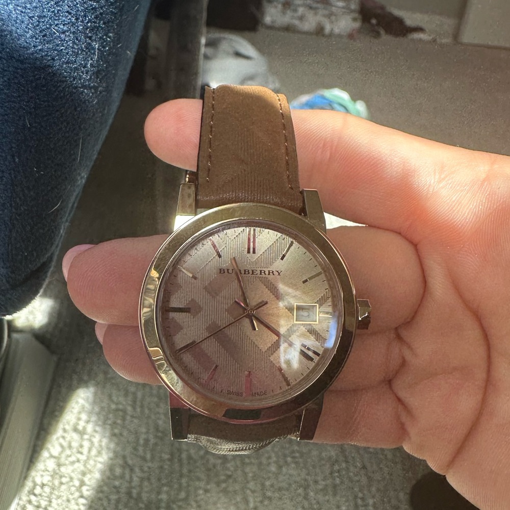 Brown leather Burberry watch
